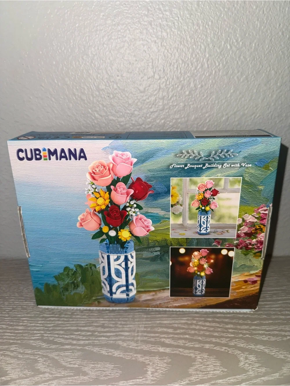 Cubimana 14 Flowers Bouquet Building Set with Vase and LED Light NEW